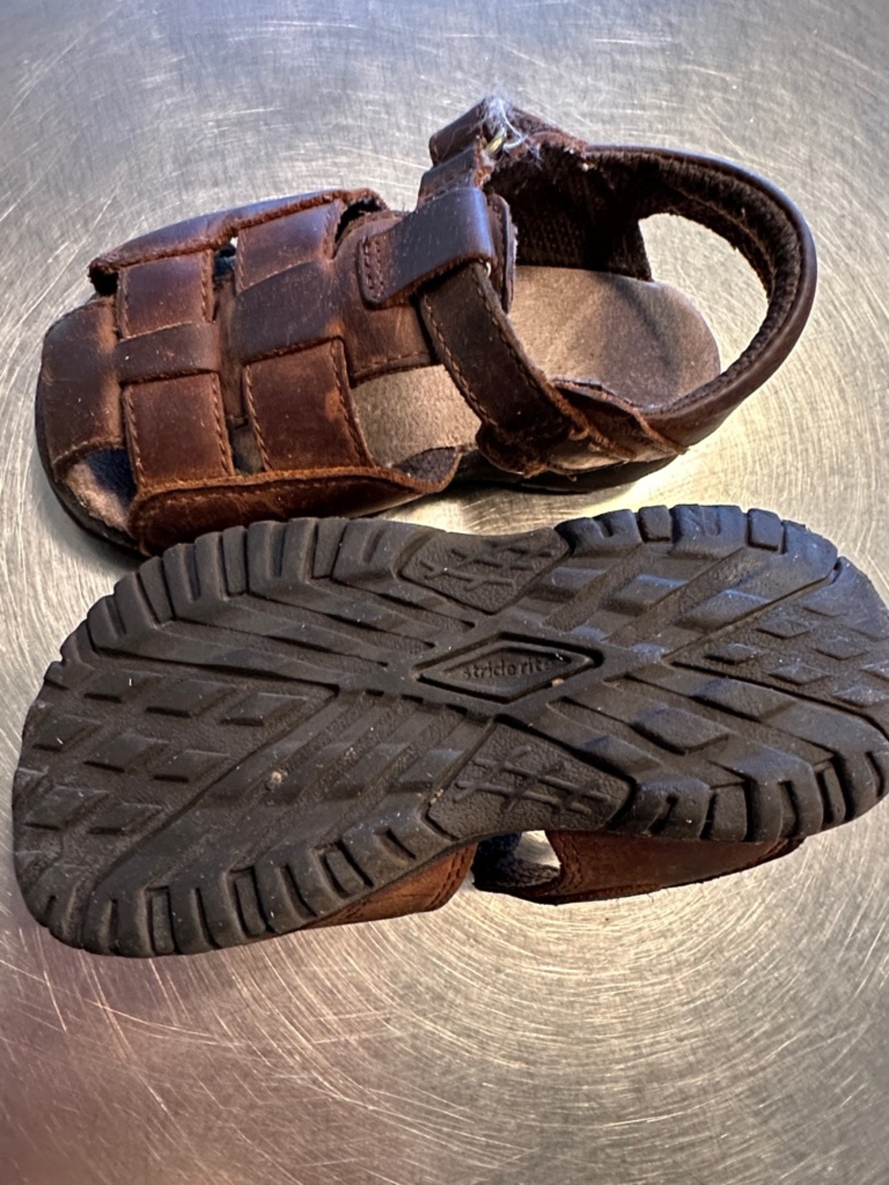 Stride Rite Brown Leather Woven Fisherman Sandals - Picture 4 of 4